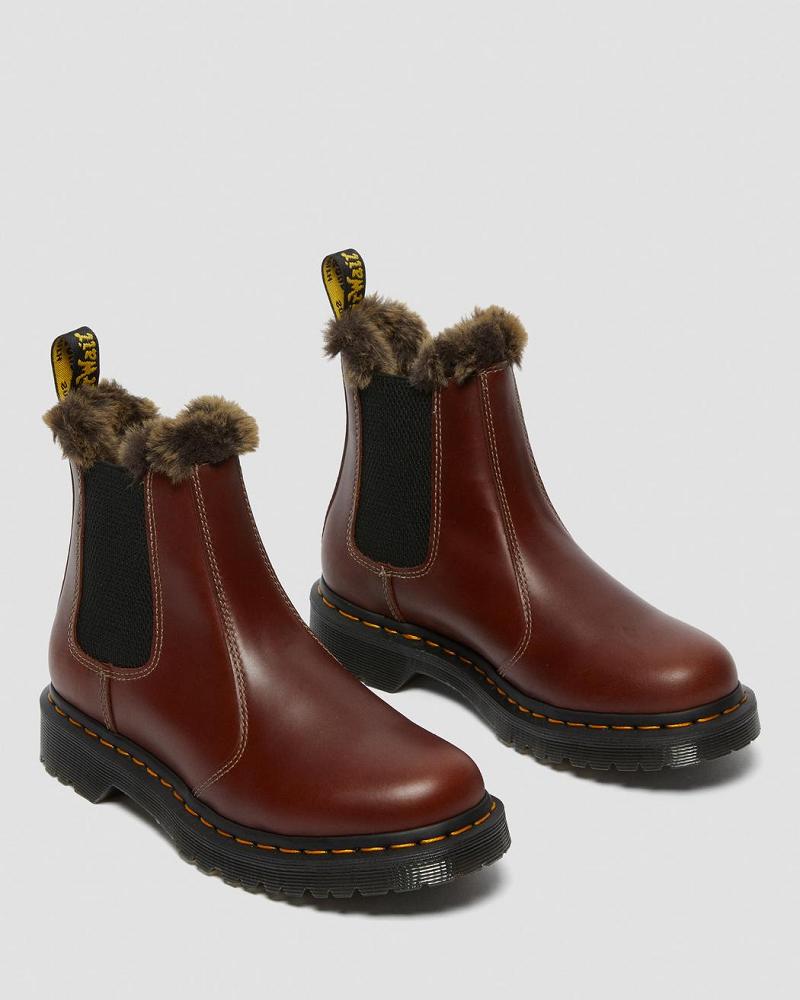 Botas de Invierno Dr Martens 2976 Leonore Faux Fur Forro Mujer Marrom | MX 503RVD